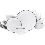 Service  caf  black line  18 pices blanc avec bordure noire