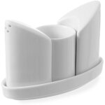 Service � �pices : sel, poivre, cure - dents, porcelaine blanche - hendi 786420