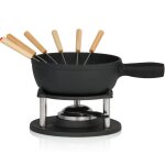 Service � fondue � 9 pi�ces en fonte pour 6 personnes, 2 l, �maill�, avec br�leur et fourchettes - bbq ...