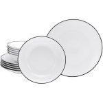 Creatable - service de table  black line  12 pices blanc avec bordure noire