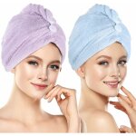 Serviette cheveux, 2pcs serviette  cheveux en microfibre wrap turban super absorbant pour cheveux  ...