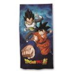 Serviette de plage - dragon ball z - sangoku et vgta - fond nuageux - 70x140 cm
