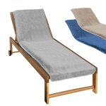 Serviette de plage � rabat pour transat de bain, 100 % coton - 75 x 200 cm - gris vivezen