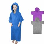 Serviette poncho de bain ou de plage avec poche - enfant - bleu vivezen