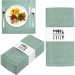 Serviette de table tissu vert, serviettes de table en tissu, lot de 6 serviettes en lin durable, 6 pi�ces ...