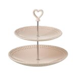 Serviteur 2 �tages en c�ramique  vercer  25cm rose