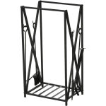 Serviteur de chemine - porte bches - range bches multi accessoires tagre 46l x 30l x 76h cm acier ...