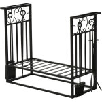 Serviteur de chemine - porte bches - range bches multi accessoires tagre 75l x 30l x 60h cm acier ...