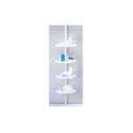 Etag�re de douche d'angle auto - port�e 135 - 260cm blanc telescopique - sans per�age - 4 tablettes msv ...