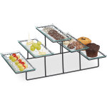 Serviteur gteau, 3 niveaux, 5 assiettes de service en verre, fer, 17, 5 x 46 x 24, 5 cm, transparent ...