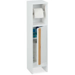Serviteur de papier toilette sur pieds, accessoire toilettes hlp : 75, 5 x 18, 5 x 18, 5 cm, mdf et bambou, ...
