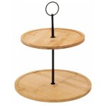 Secret de gourmet - serviteur rond bambou '2 �tages' 28cm beige