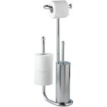 Stand wc - porte brosse wenko universalo chrom 3 en 1 23 x 62 cm avec brosse wc sur pied porte - papier ...