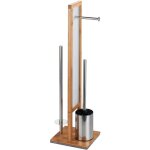 Combin wc rivalta serviteur 3 en 1 wenko brosse wc, drouleur stockage papier toilette, bambou, acier ...