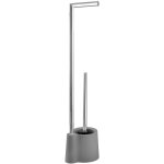 Serviteur wc sur pied 2en1 avola, brosse wc et drouleur papier toilette, acier inox, 13x66, 5x16 cm, ...