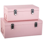 Atmosphera - lot de 2 cantines enfant - malle en mtal rose