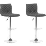 Set 2 chaises de bar cocktail tapisses sige en tissu noir avec pied mtallique rglable design ultra ...