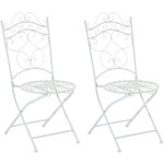 Lot de 2 chaises de jardin pliables indra en fer forg� blanc