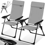 Set de 2 chaises de jardin  haut dossier chaise pliante en alu 7 fois rglable avec accoudoirs respirant ...