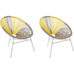 Set 2 chaises spaghetti en rotin beige et jaune au design tendance pour salon chambre terrasse ou jardin ... Set 2 chaises spaghetti en rotin beige et jaune au design tendance pour salon chambre terrasse ou jardin ...