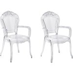 Beliani - set 2 chaises transparentes en plastique avec accoudoirs design rétro et glamour tendance pour ... Beliani - set 2 chaises transparentes en plastique avec accoudoirs design rétro et glamour tendance pour ...