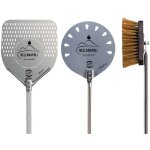 Set de 2 pelles a pizza 33 x 33 cm et  22 cm + brosse manche 150 cm qualit bellanapoli