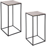 Table passion - set de 2 sellettes carres or 38x74 et 30x64 cm