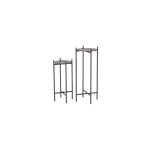 Set de 2 sellettes rondes en m�tal noir - hauteur 50 / 65cm