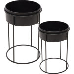 Set de 2 supports de pots de fleurs en mtal noir pour l'intrieur - 28 et 22 cm - colonne de plantes ...