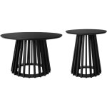 Set de 2 tables basses rondes plateau effet bois noir et pieds en bois de sapin. �40cm et �60cm