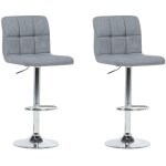 Set 2 tabourets de bar cocktail en tissu gris avec pied chrom� r�glable en hauteur id�ales pour salle ...