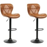 Set 2 tabourets de bar pivotants base noire hauteur réglable en cuir pu marron doré valetta ii Set 2 tabourets de bar pivotants base noire hauteur réglable en cuir pu marron doré valetta ii