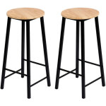 Set de 2 tabourets hauts friend - bois et noir - m�tal et bois - d 30 x h 70 cm - livraison gratuite