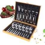 Set de 24 couverts en acier inoxydable pour 6 personnes, couteaux de cuisine, couverts de table en acier ...