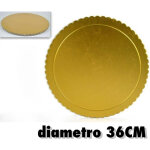 Set 2pz. sous plateau 36cm or g�teaux ronds carton transport