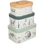 Atmosphera - lot de 3 botes de rangement  empiler - multicolore - l 36, 8 x l 25, 5 x h 19 cm - livraison ...