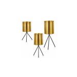 Set de 3 cache - pots sur pied ronds en m�tal noir et dor�