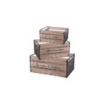 Set de 3 caisses en bois et mtal avec messages