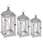 Atmosphera - set de 3 lanternes isis bois naturel cr�ateur d'int�rieur
