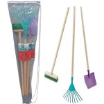 Mermier - set 3 outils de jardin enfant + sac de transport pelle + balai + r�teau