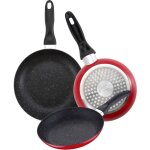 Set de 3 po�les � frire ' san ignacio avec rev�tement en marbre �16 cm �20 cm �24 cm