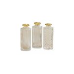 Set de 3 vases soliflores en verre transparent et doré - hauteur 13cm Set de 3 vases soliflores en verre transparent et doré - hauteur 13cm