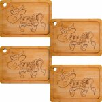 Dunedesign - set de 4 planches  steak en bambou - bois massif - 33x23cm avec rigole pour jus