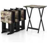 Set de 4 tables de jardin pliantes en bois, table basse ext�rieur charge 30kg avec plateau imitation ...