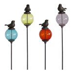 Set de 4 tuteurs boules color�es animaux oiseaux queues basses