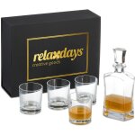 Set avec 4 verres  whisky de 345 ml chacun, carafe refermable 0, 7 l, bote cadeau, pour cognac, transparent ...