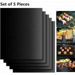 Set de 5 tapis de cuisson tapis bbq barbecue plaque feuille de cuisson four 40 33cm pour barbecue gaz ...