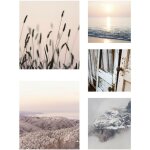 Art for the home - set de 5 toiles imprimes zen 80 x 60cm rose, marron