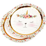 Set de 6 assiettes en carton 23 cm chat licorne