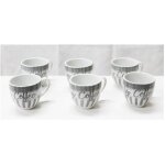 Set 6 pezzi service tazzine tazze in ceramica scritta coffee experience bar